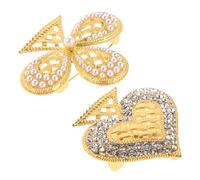 BESPORTBLE 2PCS Plum Blossom Brooches for Women Vintage Flower Lapel Pins, Crystal Heart Corsage Brooch Badge, Wedding Clothing Accessories for Dresses Sweaters Coats