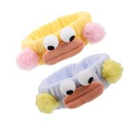 BESPORTBLE 2pcs Plush Cartoon Hair Care Headband for Women Spa and Makeup Elastic Non-slip Soft Cute Design with Big Eyes and Sausage Mouth Comfortable Wash Face and Sport Use
