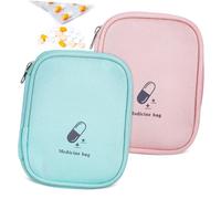 BESPORTBLE 2pcs Portable Medicine Organizer Pouch Durable Medical Storage Bag with Multiple Compartments Zipper Closure Lightweight for Travel and Camping Light Pink Green