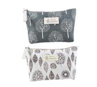 BESPORTBLE 2pcs Printed Canvas Makeup Bags Multi-Function Toiletries Holder Lightweight Travel Storage Pouches for Cosmetics and Sundries with Wish Tree Leaf Designs