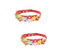 BESPORTBLE 2pcs Pu Pet Collar Alloy Buckle Adjustable Size s Flower Decor Dog Cat Puppy Collar Reflective