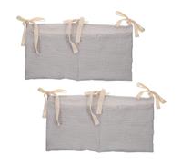 BESPORTBLE 2pcs Pure Cotton Crib Hanging Organizer Bag with Dual Compartments Spacious Bedside Caddy for Diaper Storage and Nursery Essentials Stroller and Changing Table Storage