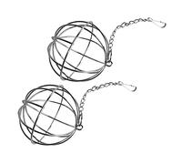BESPORTBLE 2pcs Rabbit Feeder Balls Hay Rack Hanging Feeder for Rabbits Straw Feeding Balls Stainless Steel Chain