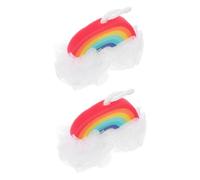 BESPORTBLE 2Pcs Rainbow Bath Mesh Balls Gentle Shower Scrubber Poufs for Boys and Girls Exfoliating Body Cleanser Bath Accessories for Babies and Adults