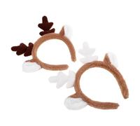 BESPORTBLE 2pcs Realistic Deer Antlers Headbands Plush Reindeer Horns Hairband for Face Washing Makeup Application and Holiday Dress Up Christmas Halloween Valentine S Day Accessory