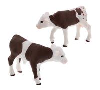BESPORTBLE 2pcs Realistic Yellow Spotted Cow Figurines Miniature Farm Animal Models Plastic Micro Landscape Decor Educational and Collectible
