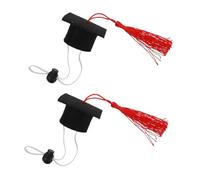 BESPORTBLE 2pcs Red Felt Cloth Pet Graduation Doctoral Hats with Comfortable Elastic Band for Dogs and Turtles, for Graduation Season Parties and Memorable Pet Costumes