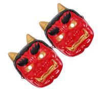 BESPORTBLE 2pcs Red Japanese Hannya Demon Masks for Cosplay Masquerade Party - Full Face Samurai Role-playing Masks, Halloween Scary Face Covers for Sushi Restaurant Carnival Decor