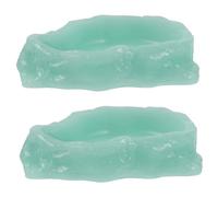 BESPORTBLE 2pcs Reptile Feeding Dish Resin Food and Water Bowl for Tortoises Lizards and Animals Glow Dark Design Easy to Clean Compact