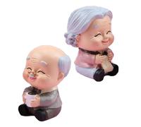 BESPORTBLE 2pcs Resin Elderly Couple Cake Toppers Romantic Couple Cake Decorations Non-edible for Birthday Baking Supplies Random Color