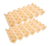 BESPORTBLE 2pcs Reusable Egg Cartons with 24-grid Beige Egg Storage Tray for Refrigerator Kitchen Counter Sturdy Holder Container for Fresh Preservation and Bulk Organization