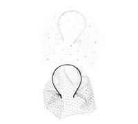 BESPORTBLE 2pcs Rhinestone Mesh Veil Headband Elegant Bridal Hair Accessories for Weddings Tea Parties and Special Occasions Lightweight Comfortable Fit with Dazzling Sparkle Black White
