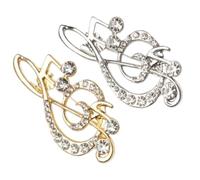 BESPORTBLE 2pcs Rhinestone Music Note Brooch Pin for Women with Gentle Secure Clasp, Alloy Material and Sparkling Treble Clef Design, Decorative Jewelry Accessory for Clothing and Skirts