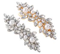 BESPORTBLE 2pcs Rhinestone Pearl Hair Clips for Women and Elegant Hair Accessories Comfortable and Easy to Wear Shiny Duckbill Hairpins Classic Colors Silver Gold