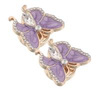 BESPORTBLE 2pcs Rhinestone Shirt Button Cover Butterfly Cufflinks Alloy Rhinestone Decorative Clip-on for Blouse and Tux Shirt, Women, Business and Formal Events, Fits 12mm/0.5" Buttons