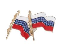 BESPORTBLE 2pcs Russian Flag Lapel Pin Rhinestone Waving Brooch for Men Women Festival Coat Dress Hat