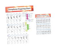 BESPORTBLE 2pcs Saxophone Practice Charts Coated Paper Wall Posters with Fingering Diagrams for Beginner Alto and Soprano Saxophone Learning Reference Music Chords Chart