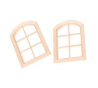 BESPORTBLE 2Pcs Scale Dollhouse Arched Window Miniature Pane Wooden Window Decor for Christmas Village and Cottage for Miniature Dolls and Dollhouse Enthusiasts