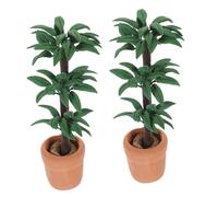BESPORTBLE 2pcs Scale Miniature Dollhouse Potted Plants Realistic Brazilian Money Tree Bonsai DIY Garden Decor Accessories for Dollhouse Scenes Indoor Mini Greenery