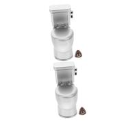 BESPORTBLE 2pcs Scale Miniature Dollhouse Toilet with Realistic Flush Sound Mini Furniture for Doll Bathroom Material Portable Decorative Bathroom Accessory
