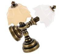 BESPORTBLE 2pcs Scale Miniature Table Lamp Metal Mini House Bedside Lamps with Brown Base and White Beige Shades Tiny Dollhouse Furniture Accessories for Miniature Scene Decor