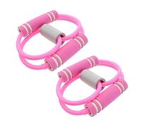 BESPORTBLE 2Pcs Shape Flat Latex Elastic Resistance Bands with Handles for Endurance Strength Training Shoulder Opening Waist and Leg Exercise Home and Office Fitness Equipment