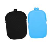 BESPORTBLE 2pcs Silicone Coin Purse for Women Small Portable Wallets Compact Cash and Card Holder Versatile Storage for Coins Keys Business Cards in Solid Blue and Black Colors