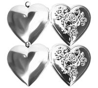 BESPORTBLE 2PCS Silver Plated Heart Photo Locket Pendant Box with Daisy Design, Double-Sided Picture Holder Necklace Lockets for and Granddaughter Memorial