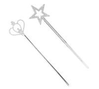 BESPORTBLE 2pcs Silver Star Wand and Crown for Fairy Godmother Dress Up Accessories Unique Plated Star Stick for Birthday Party Halloween Costume Play Stage Performances