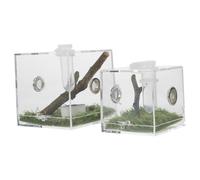 BESPORTBLE 2pcs Small Acrylic Jumping Breeding Box Humidifier Insect Feeding Case for Florida Jumping Spiders and Reptiles Insect Container Feeding Access