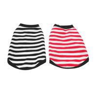 BESPORTBLE 2Pcs Small Dog Clothes Cotton Striped Pet Vest Tank Top Breathable Puppy Shirt for Walking and Home Use in Crimson and Black-White XS