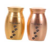 BESPORTBLE 2pcs Small Metal Pet Urns for Dogs and Puppies Ashes Holder with Paw Print for Cremation Ashes Multipurpose Keepsake Box for Fur Teeth Hair Storage Compact Memorial for in Gold