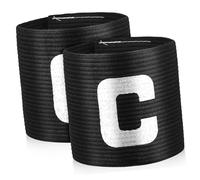 BESPORTBLE 2pcs Soccer Captain Armbands Stretchable Leader Bands for Football Basketball More Highly Visible Design with Bold Letters Fit for All Players