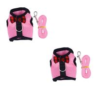 BESPORTBLE 2pcs Soft Pet Harness with Leash Small Animal Vest Lead Breathable Mesh Fabric Comfortable for Hamster Rabbit Pink Size l