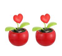 BESPORTBLE 2Pcs Solar Auto Swinging Heart-Shaped Car Dashboard Decoration Solar Dancing for Car Interior and Office Desktop Ornament