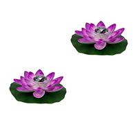 BESPORTBLE 2pcs Solar Lotus Floating Light with Three Purple Petals Body Hour Illumination for Courtyard Pools Garden Ponds and Outdoor Decorations