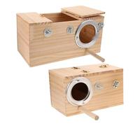 BESPORTBLE 2pcs Solid Wood Parrot Breeding Boxes with Perch Natural Insulated Nesting Houses for Cockatiels Budgies Lovebirds Safe Sturdy Bird Nesting for Large Parakeets and Breeding