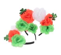 BESPORTBLE 2pcs St Patrick's Day Headband Set with Green Shamrock and Rose Flower, Fabric Material, Vibrant Shine, Easy to Match Hair Accessories for Women and Celebration and Dance
