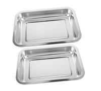 BESPORTBLE 2pcs Stainless Steel Cat Litter Box Small Open Metal Tray 304 Material 0.8mm Thick 20x27x4.8cm Depth Kitten Travel and Home Use