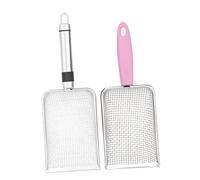 BESPORTBLE 2pcs Stainless Steel Cat Litter Scooper with Ergonomic Handle Fine Mesh Metal Sifter for Efficient Waste Separation Portable Deep Scoop for Cats and Small Dogs Litter Box Cleaning