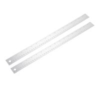 BESPORTBLE 2pcs Stainless Steel Cork Backing Rulers with Hanging Hole Design, Non-breaking Straight Edge Measuring Tools for Drawing and Line Cutting, for Designers and Engineers