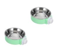 BESPORTBLE 2pcs Stainless Steel Hanging Pet Feeding Bowl Green Color Non-tip and Cats Easy to Clean Convenient Pet Food and Water Bowl