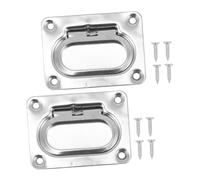 BESPORTBLE 2PCS Stainless Steel Pull Handles with Spring Loaded Flush Hatch Latch Boat Deck Grip for Yacht Cabin Recessed Door Pulls for Kayak and Boat Hardware