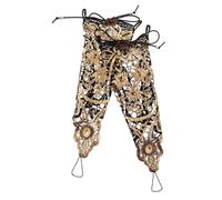 BESPORTBLE 2pcs Steampunk Lace Fingerless Gloves Women Bronzing Rhinestone Beaded Wristband Bridal Cuff Gothic Floral Mesh for Halloween Prom Party Accessories