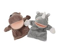 BESPORTBLE 2pcs Stuffed Animal Hand Puppet For Kids Adults - Plush Hippo & Rhinoceros - Storytelling Imaginative Toy For Teaching Preschool Halloween Role Play Show Theater