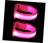 BESPORTBLE 2pcs Stylish Glowing Armbands Luminous Led Bracelets Rechargeable Running Safety Bands Pink Charging Version