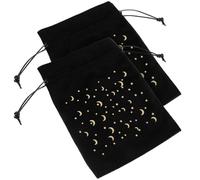 BESPORTBLE 2pcs Tarot Cards Bag Velour Drawstring Pouches Black Portable Protecting Items Maintain Contents for Wrapping and Travel Storage