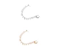 BESPORTBLE 2pcs Tassel Rhombus Ear to Nose Clip Earrings Punk Style Chain Body Piercing Studs Jewelry for Women Golden and Silver Unique Geometric Design for Parties and Daily Wear