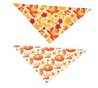 BESPORTBLE 2pcs Thanksgiving Pet Drool Towel Scarf Double Triangular Neckwear for Dogs and Cats Cute Fall Design and Maple Leaves for Holiday Decor