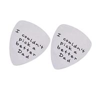 BESPORTBLE 2PCS Titanium Steel Guitar Picks for Father's Day Creative Letter Plectrum Set Thin Guitar Picks